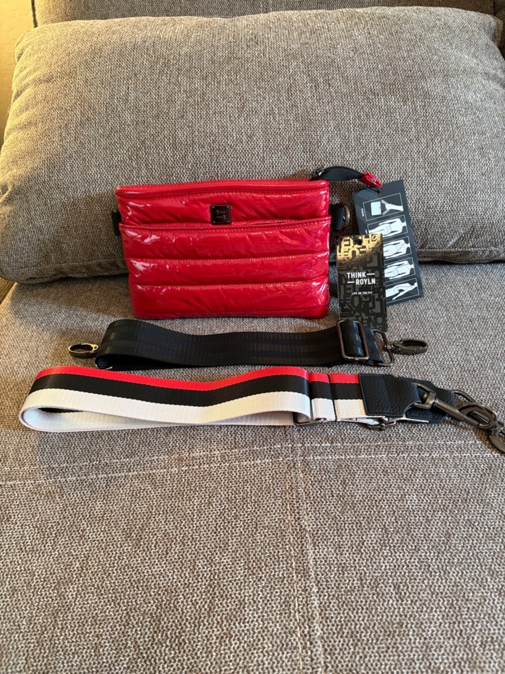 THINK ROYLN Red Quilted Crossbody Pouch with 2 Straps